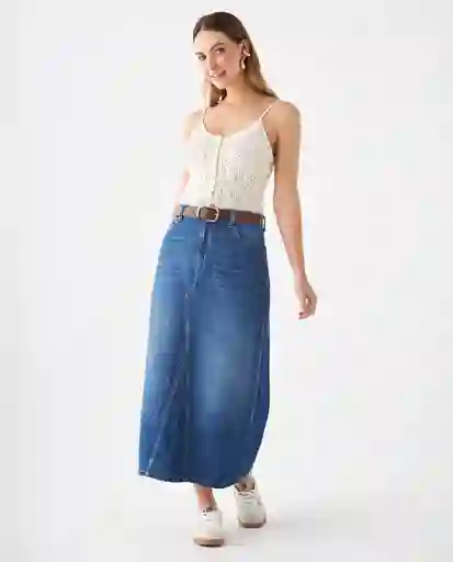 Falda Azul Rivera Medio Talla 4 649F008 Esprit