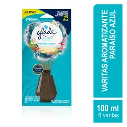 Glade Varitas Ambientador Paraíso Azul™ Frasco con 100 ml y 6 Varitas