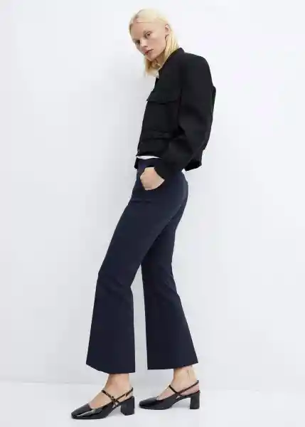 Pantalón Flan Navy Talla 42 Mujer Mango