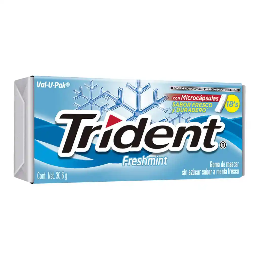 Trident Chicle Sin Azúcar Sabor Menta Fresca Pack