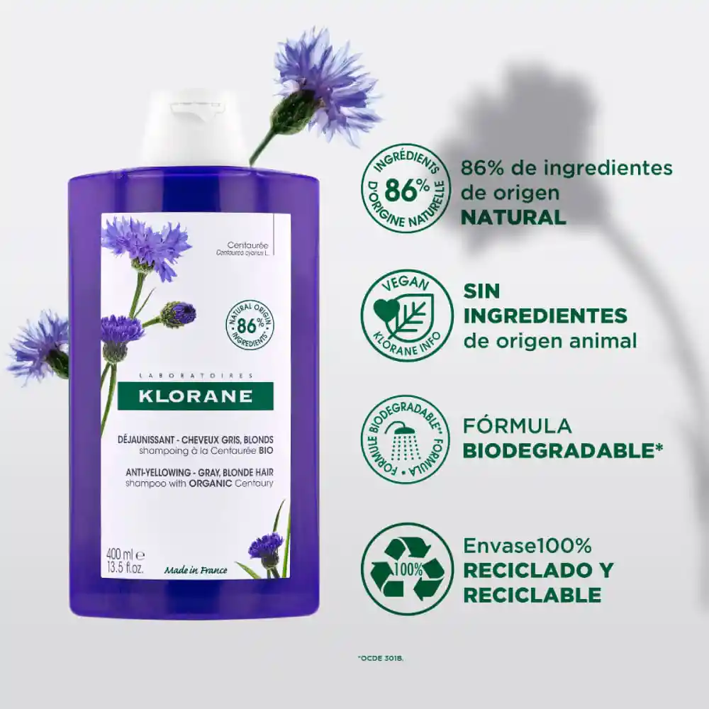 Klorane Shampoo Centaurea Brillo Natural y Reflejos Plateados