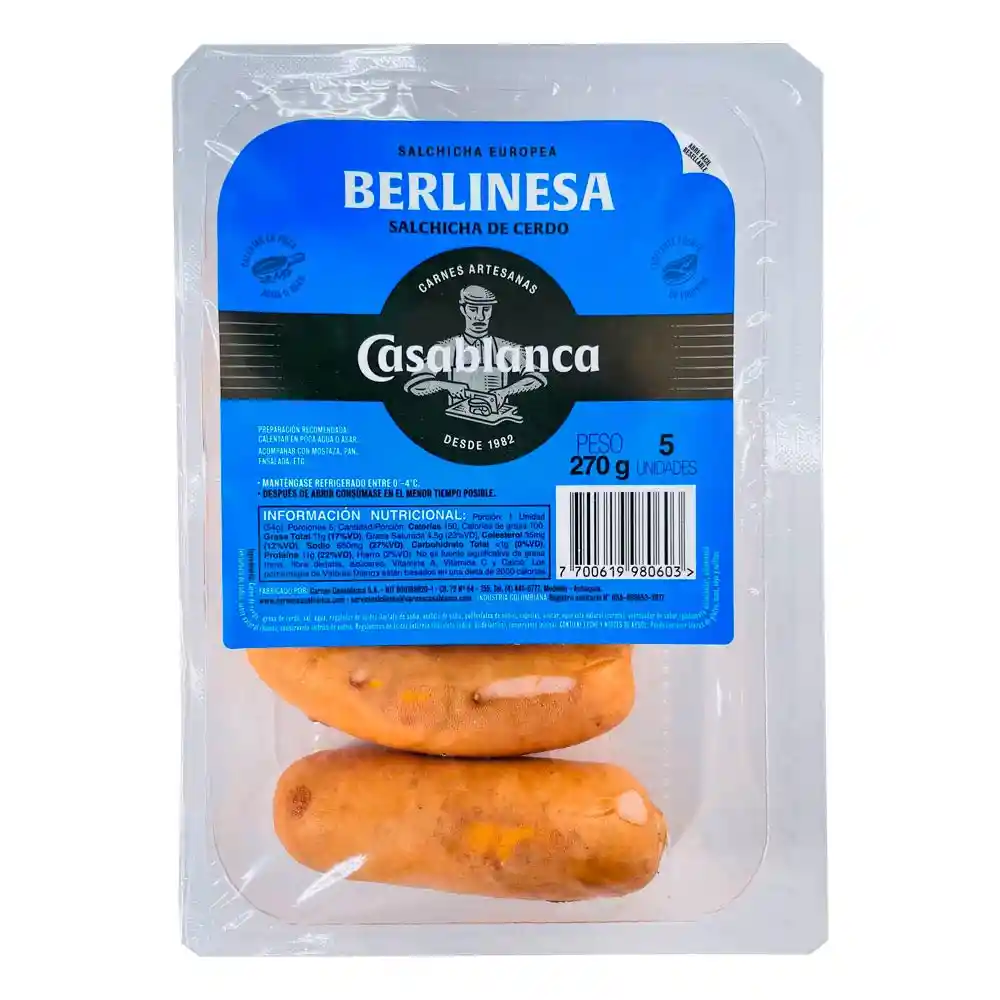 Casablanca Salchicha de Cerdo Berlinesa