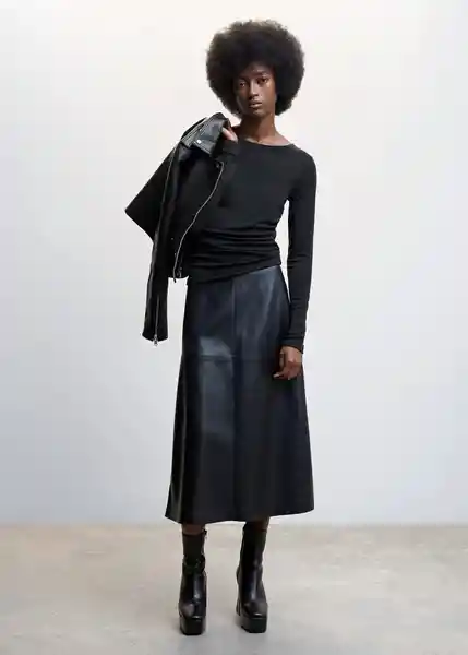 Camiseta Carlina Negro Talla XS Mujer Mango