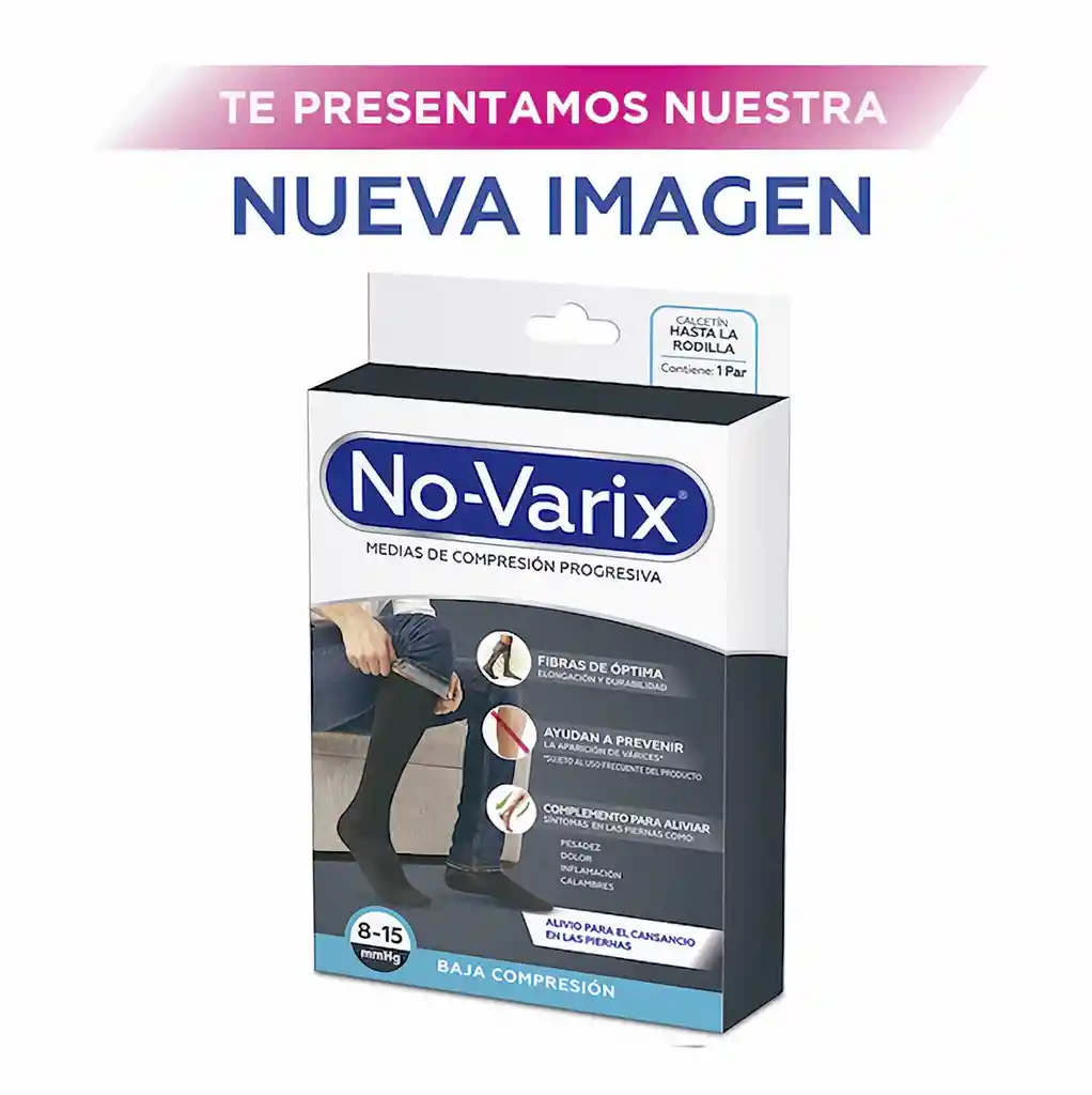 No-Varix Calcetín Hombre 8-15 mm/hg White Medium