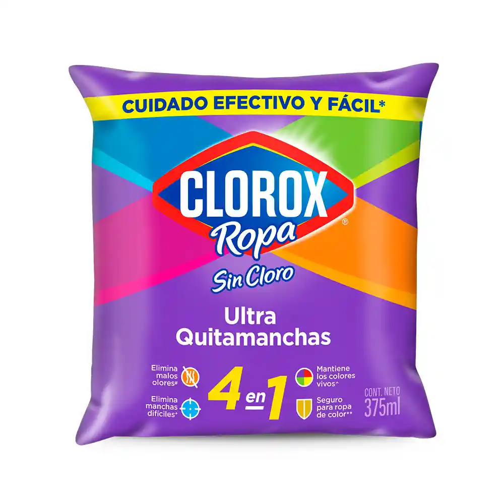 Quitamanchas Sin Cloro Clorox Ropa 4 en 1 ropa color 375 ml