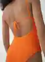 Short Bañador Ocean Naranja Talla L Mujer Mango