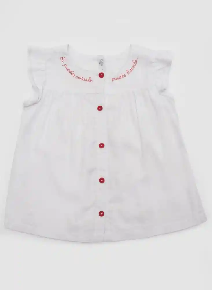 Blusa M/s 6/9 Meses - Blanco