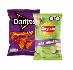 Margarita Snack Papa Frita Limón + Doritos Pasabocas Flamin Hot
