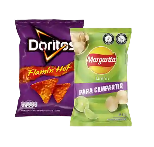 Margarita Snack Papa Frita Limón + Doritos Pasabocas Flamin Hot