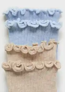 Calcetines Ribshort Celeste Talla 21 Niñas Mango