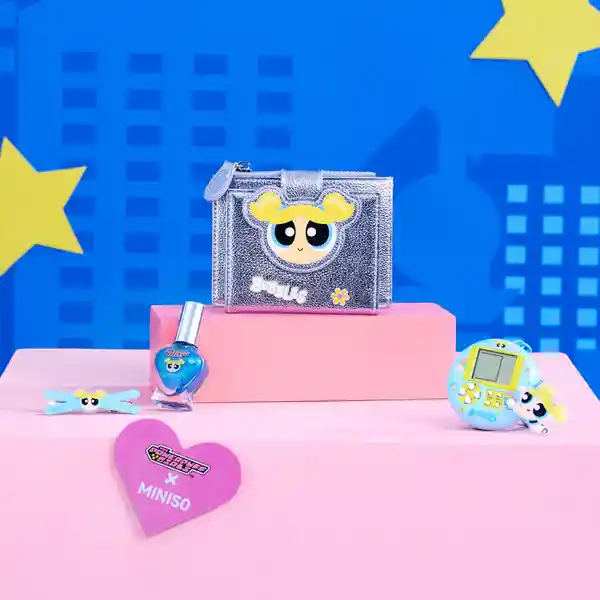Tarjetero Metalizado Las Chicas Superpoderosas Azul Miniso