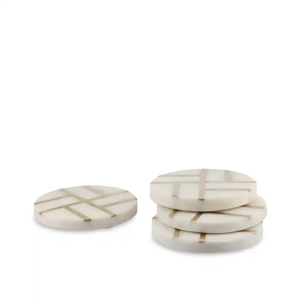 Set Portavaso Redondo Lineas Doradas Ambiente Gourmet