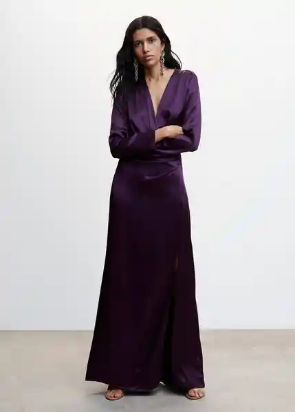 Vestido Luna-A Morado Talla L Mujer Mango