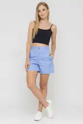 Short Analia Mielero Color Azul Hortensia Talla 6 Ragged