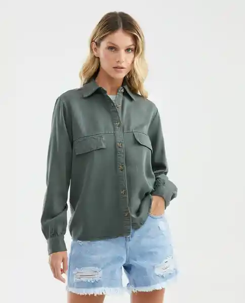 Camisa Cargo Femenino Verde Andes Ultraoscuro Talla M Chevignon