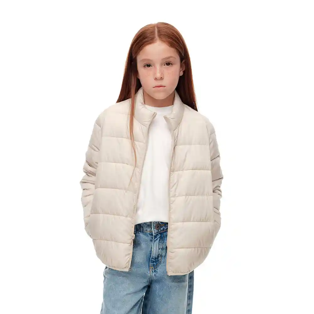 Chaqueta Acolchada Sin Capucha Con Bolsillos Kids Femenino Layef Gef