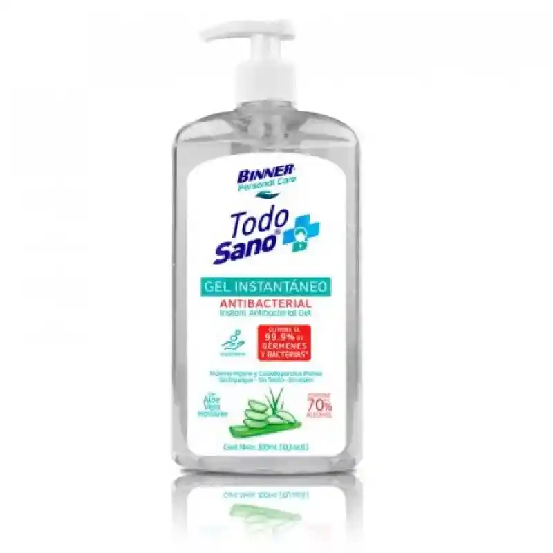 70% Concentración de Alcohol Asegurando Ser un Producto Antibacterial. Elimina 99 9% de Gérmenes y Bacterias. Con Aloe Vera Que Ayuda en la Hidratación de Las Manos. Contenido 300 mL. Sku 210668