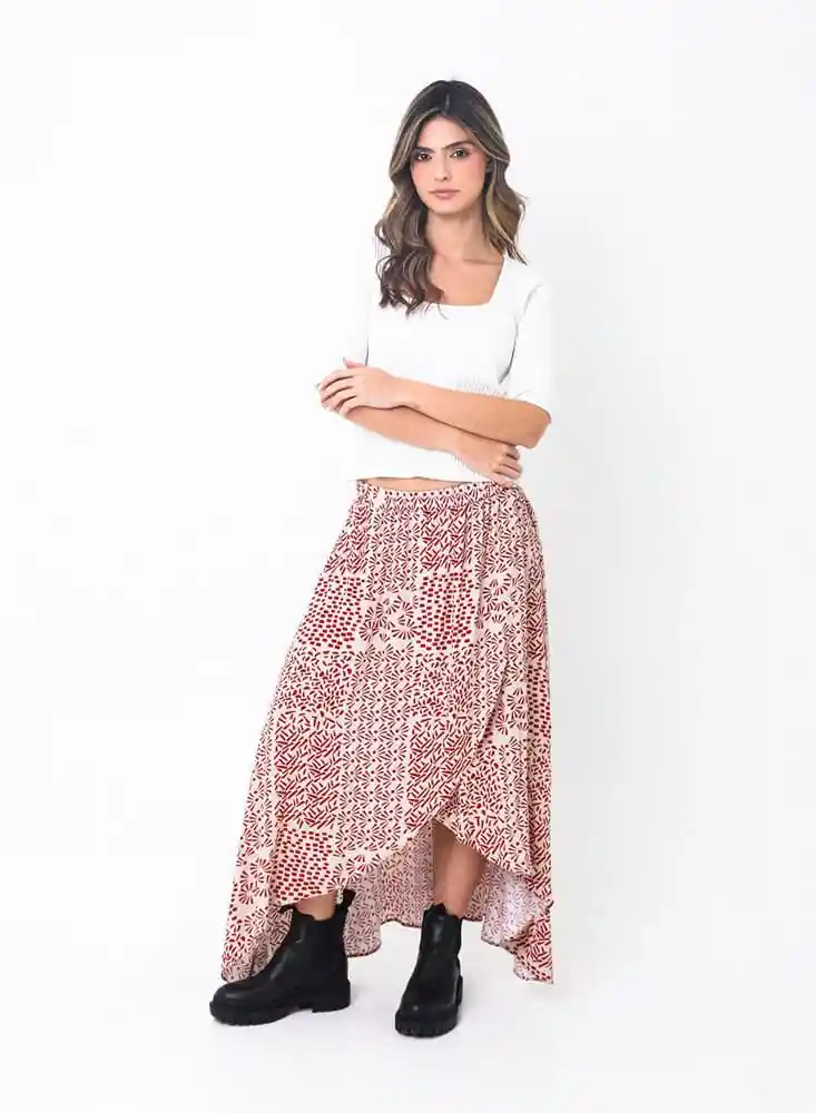 Falda Larga Xs-rojo Oscu