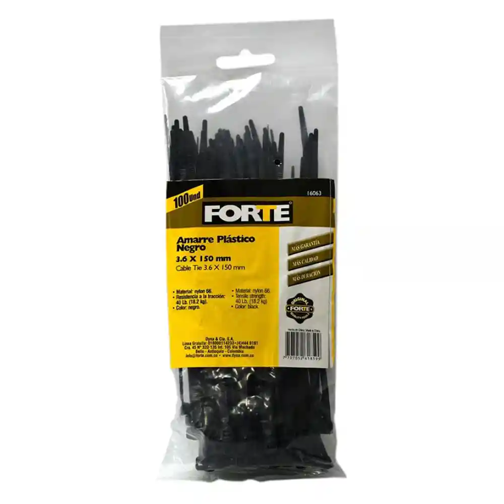 Forte Amarre Negro 3.6 X 150 Mm