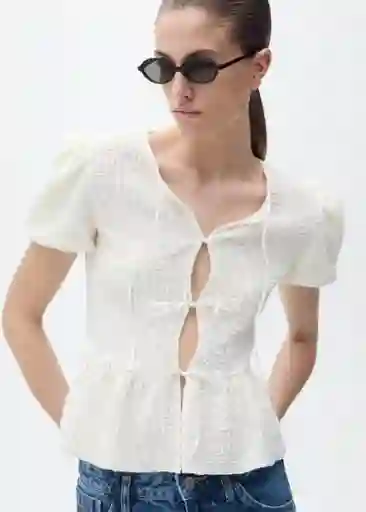 Blusa Benita Crudo Talla L Mujer Mango