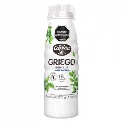 Yogurt Griego Alpina Bebible Sin Dulce Natural Botella (240 Gr)