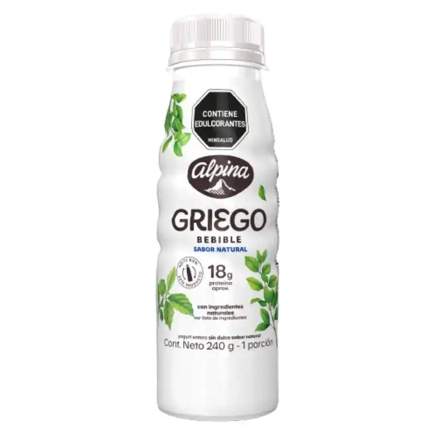Yogurt Griego Alpina Bebible Sin Dulce Natural Botella (240 Gr)