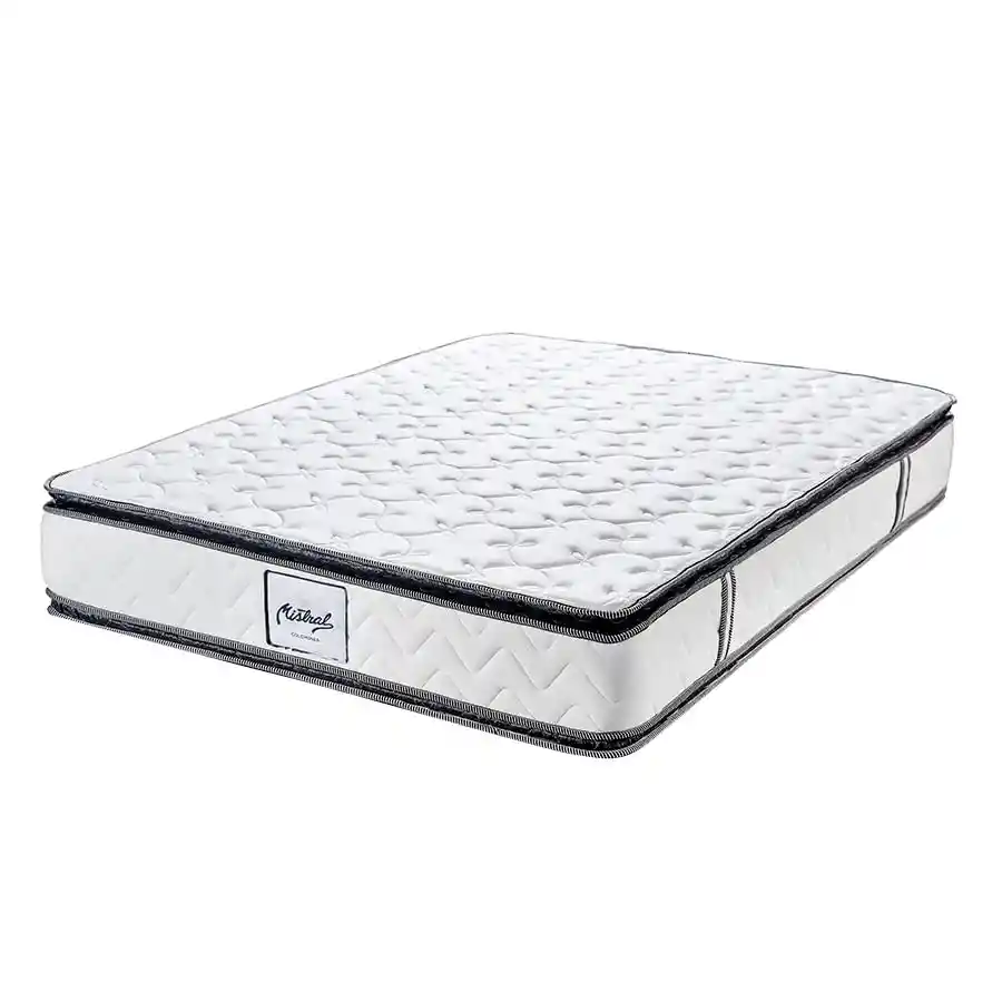 Colchón Queen Mistral Resortado Blanco 190 X 160 X 28 Cm + Almohada
