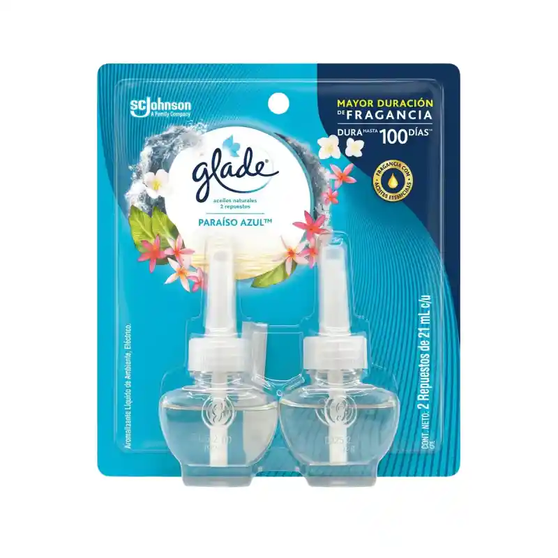 Ambientador Glade Aceites Naturales Paríso Azul 2 Respuestos