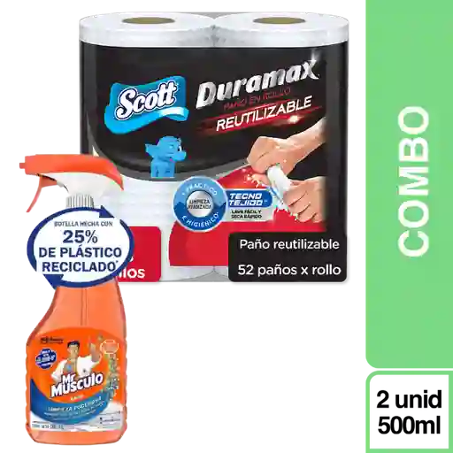 Combo Duramax Toalla Cocina + Mr. Músculo Limpiador Baño 500 mL