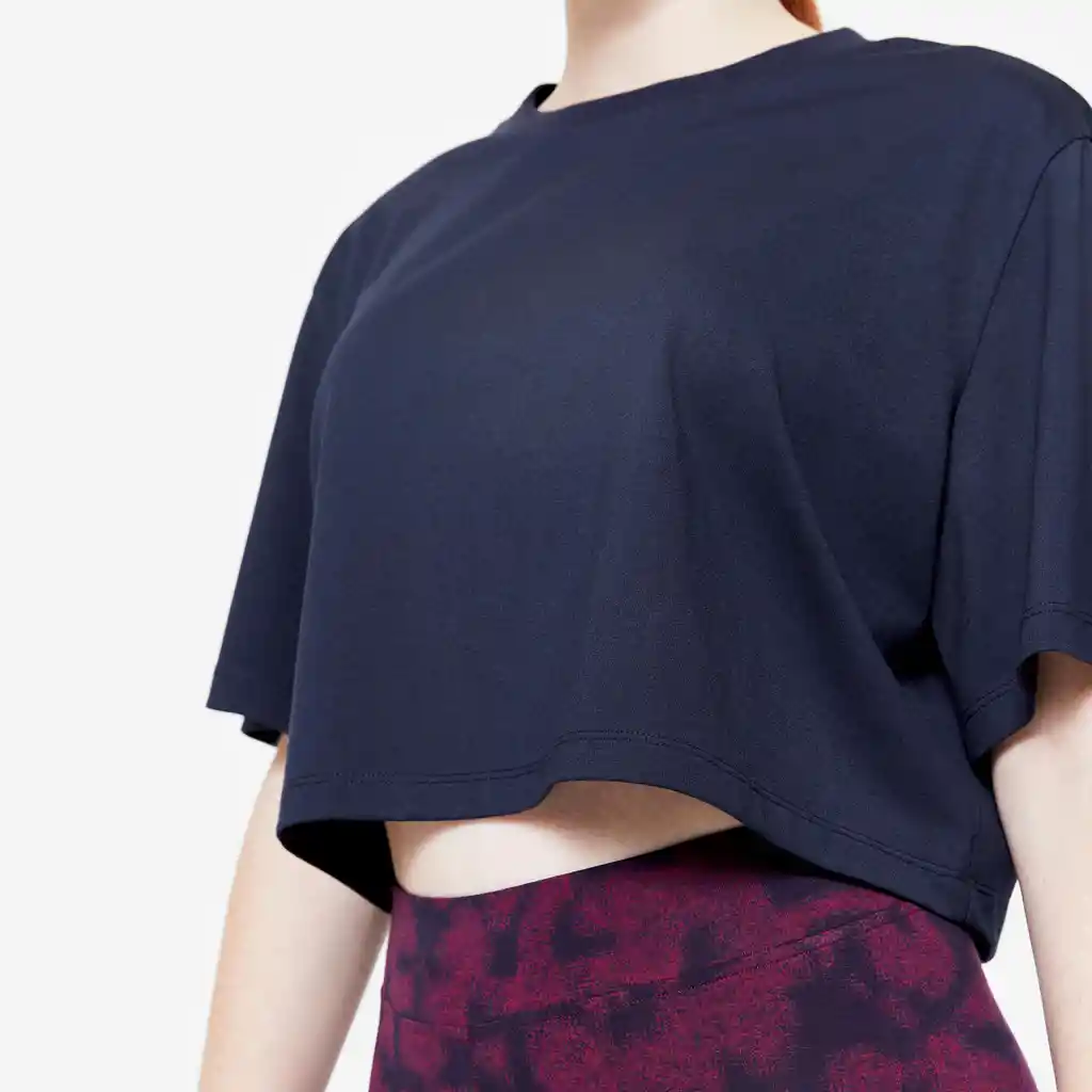Camiseta de Fitness Para Mujer Azul Marino Crop Top | Decathlon