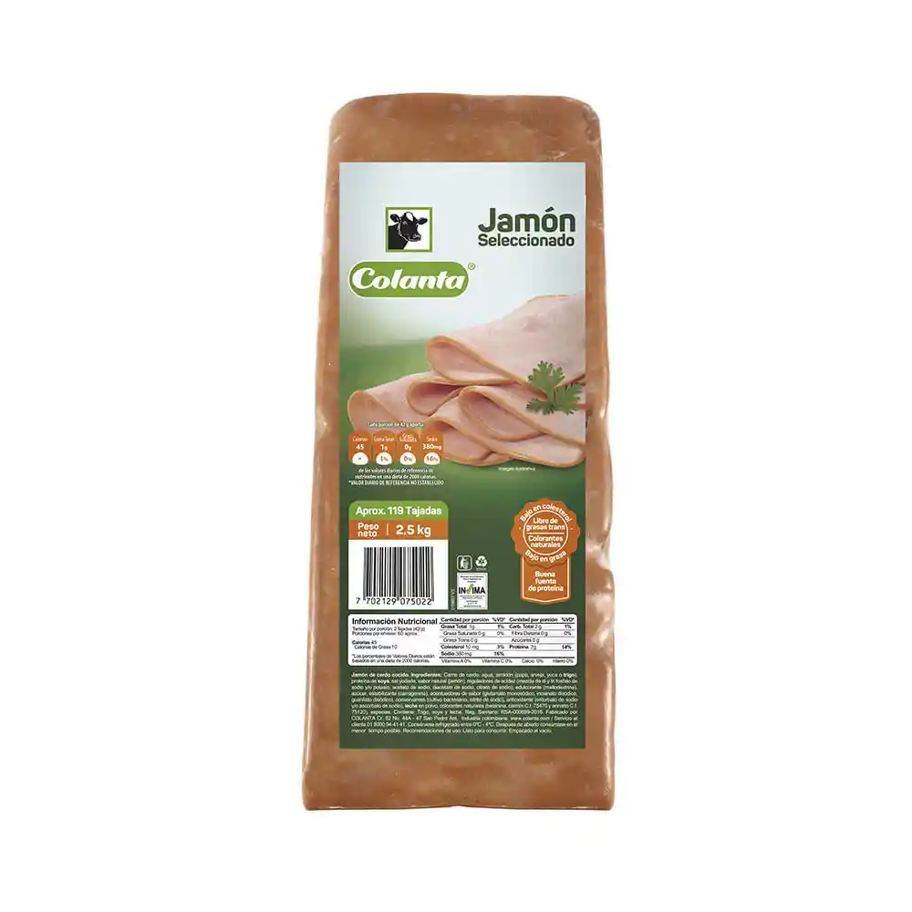 Colanta Jamón Bloque Seleccionado Tajado