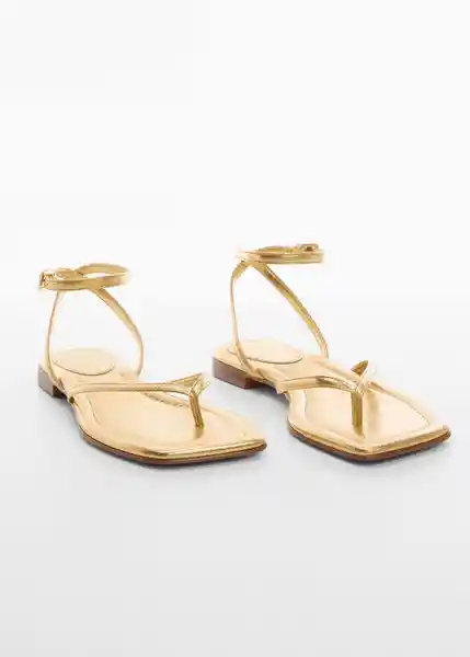 Sandalias March Oro Talla 38 Mujer Mango