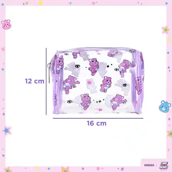 Cosmetiquera Care Bears Transparente Multi Print Morado Miniso