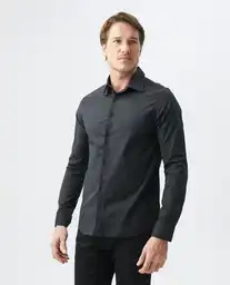 Camisa M/l Premium Negro Sombrío Ultraoscuro Talla M Hombre Chevignon