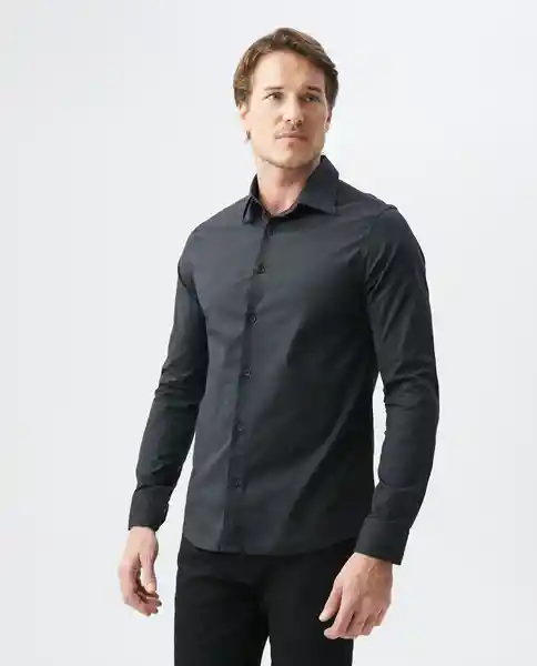 Camisa M/l Premium Negro Sombrío Ultraoscuro Talla M Hombre Chevignon