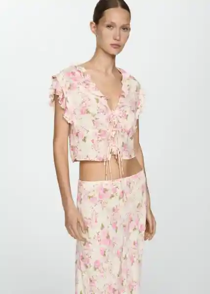 Falda Julieta Off-White Talla 28 Mujer Mango