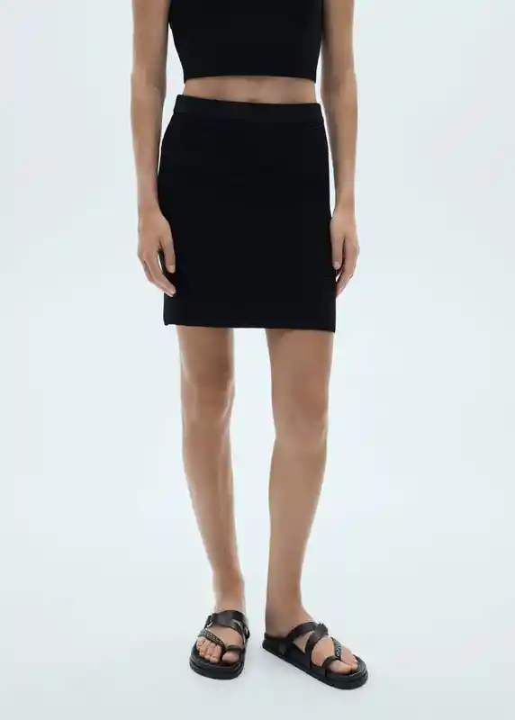 Falda Trica-h Negro Talla M Mujer Mango