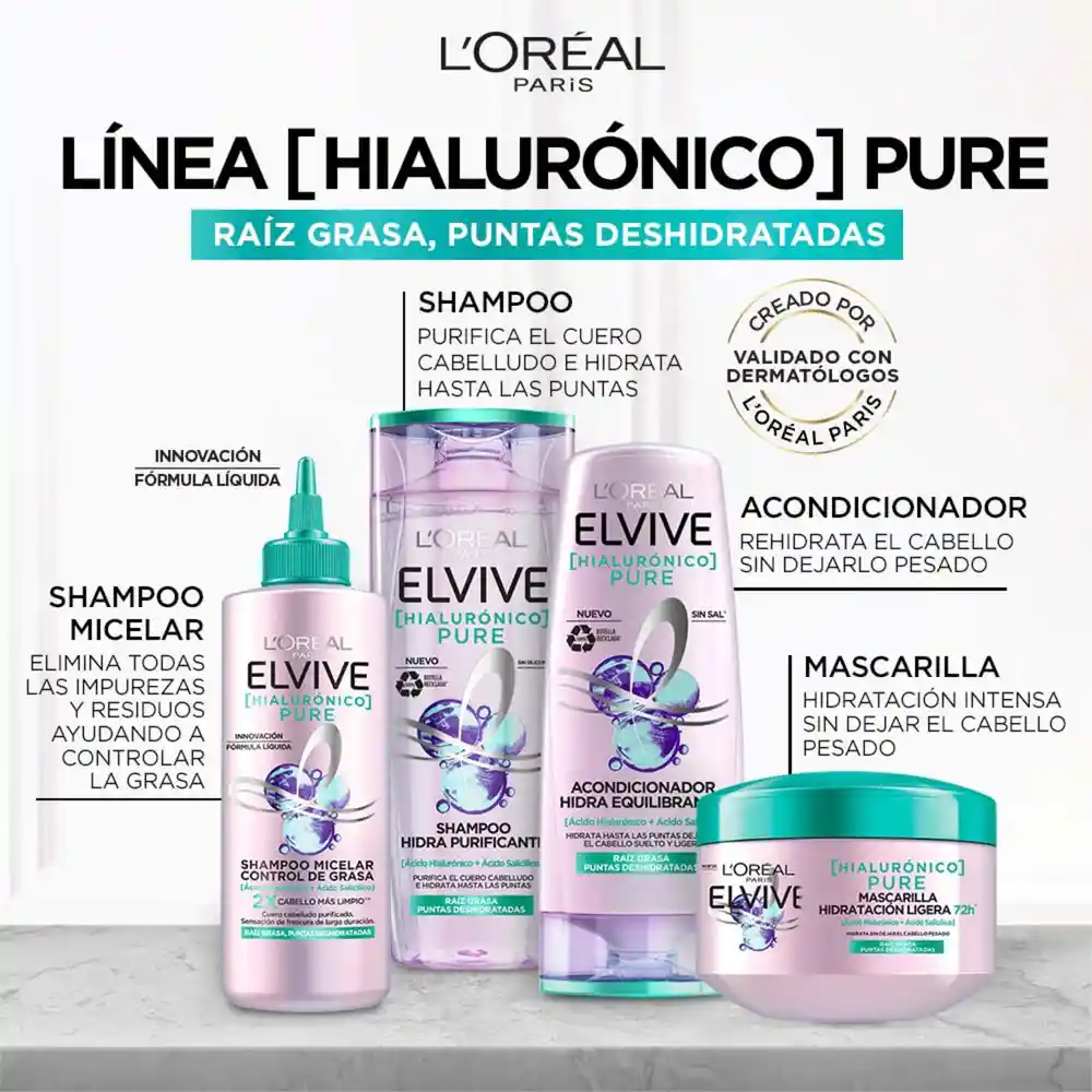 Tratamiento Capilar Elvive Loreal Paris Hidra Purificante Pure 300 gr