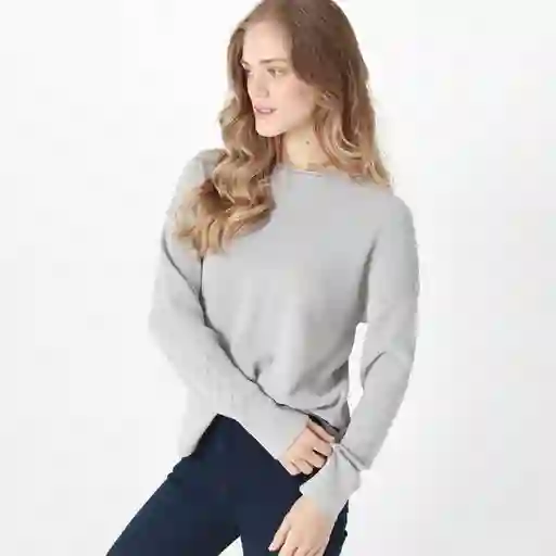 Suéter Cuello Redondo Manga Larga Gris Talla M 705325