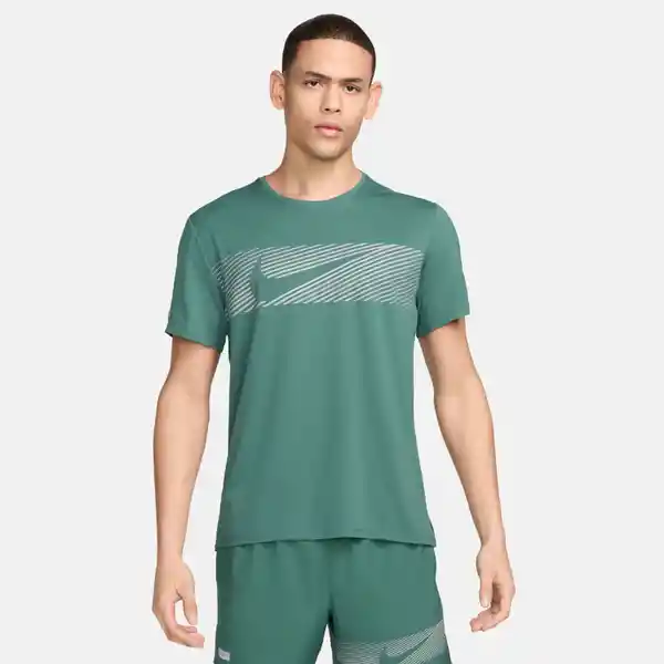 Nike Camiseta M Flash Miler Top Para Hombre Verde Talla L