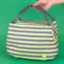 Lonchera Rayas Verde y Gris Miniso