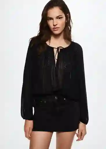 Blusa Olga Negro Talla M Mujer Mango