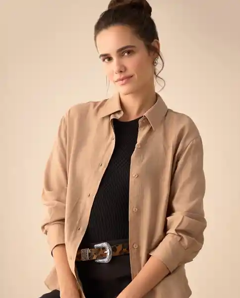 Camisa Café Barro Medio Talla L 411G014 Espirit
