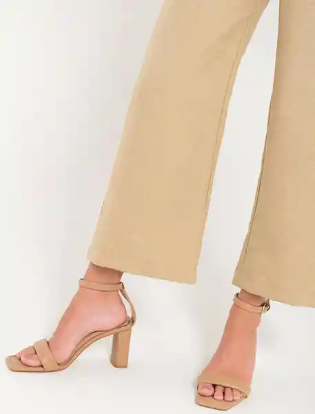 Pantalón Tobillero Beige Arcilla Medio Talla 10 Mujer Naf Naf