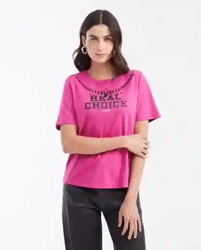 Camiseta Graphic Tee Embellishment Rosado Talla M Chevignon