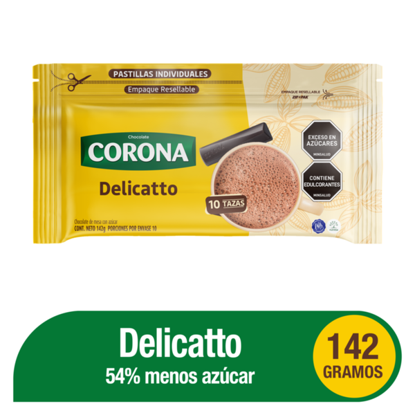 Corona Pastilla Chocolate Delicatto Menos Azúcar 142 g