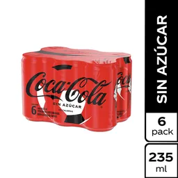 Gaseosa Coca-Cola sin Azúcar 235ml x 6 Unds