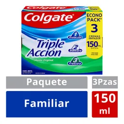 Crema Dental Colgate Triple Acción Menta Original 150 ml x 3