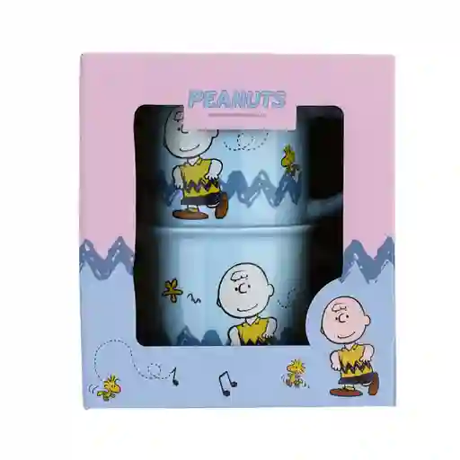 Taza de Cerámica Con Cuchara Snoopy Azul 390 mL Miniso