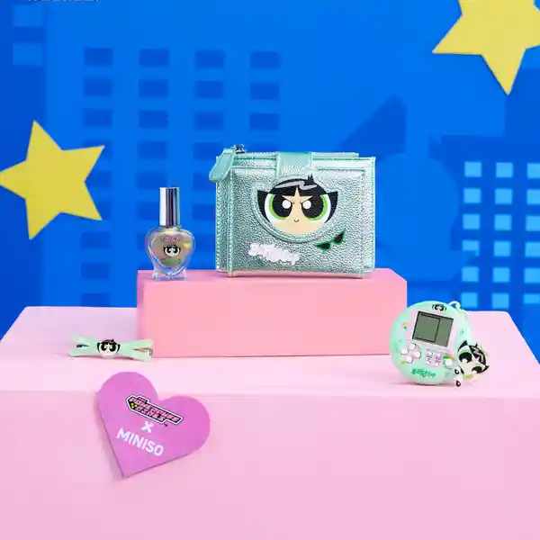 Tarjetero Metalizado Las Chicas Superpoderosas Verde Miniso